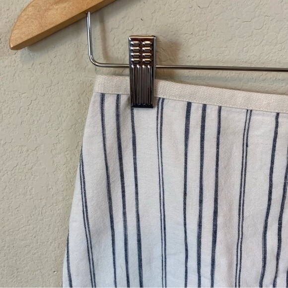 Madewell Linen Striped Cream Gray Lined Mini Skirt Size 00 - Picture 3 of 9